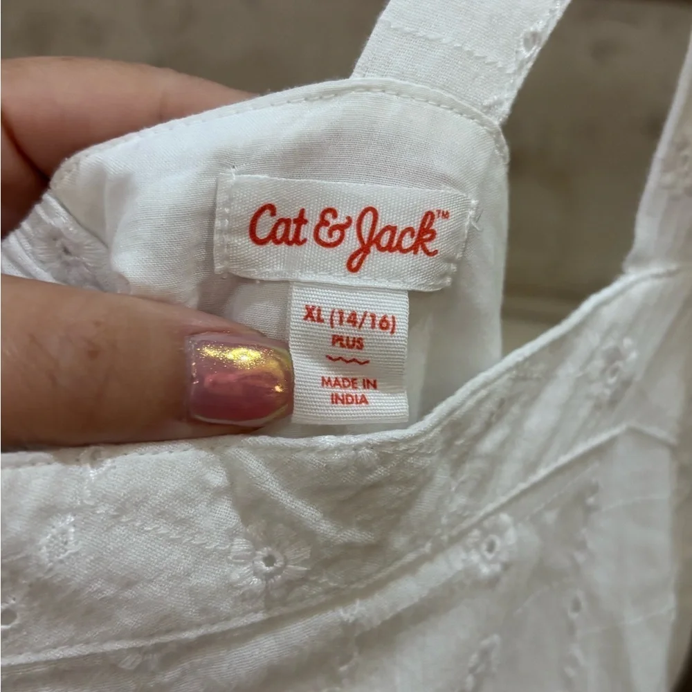 Cat & Jack Kids Size XL 14/16 Plus White Eyelet Embroidered Dress Beach Wedding